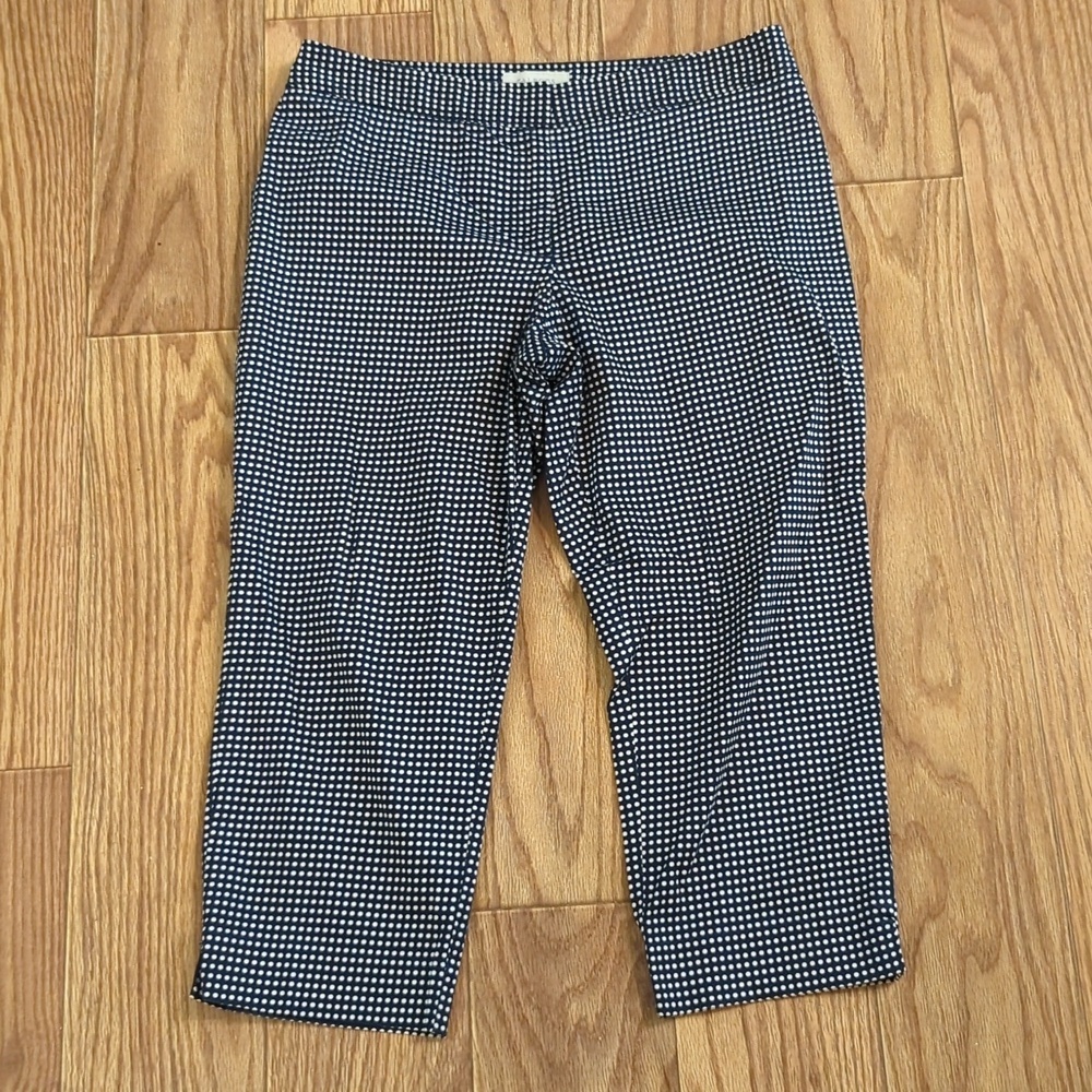 Talbots Signature Perfect Crop Pants Navy White Polka Dot Women's Size 12P
